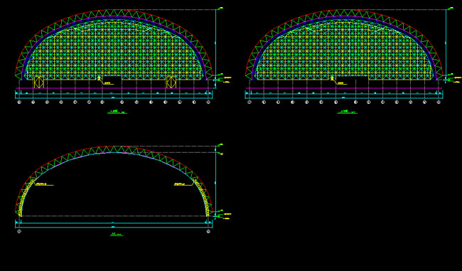 浏阳跨度110米，拱高35_7米煤棚网架